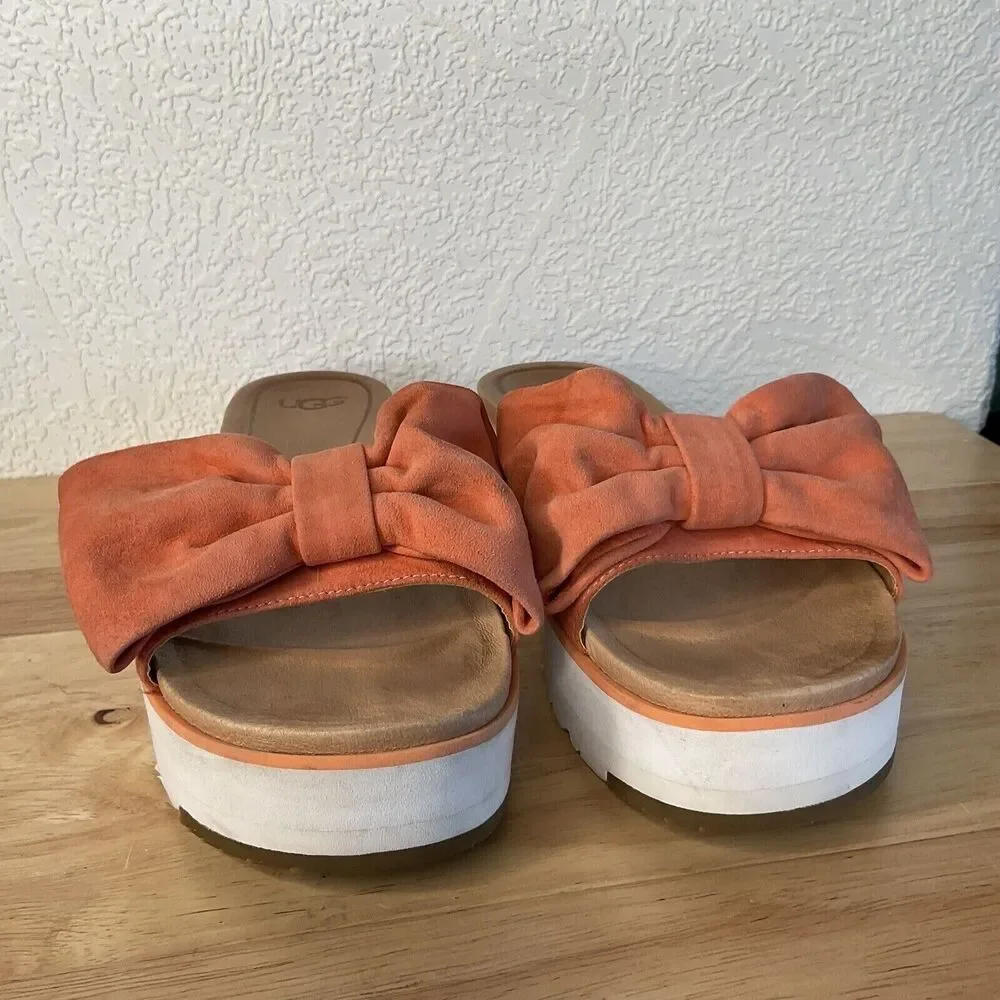 UGG Joan Vibrant Coral Clog Platfrom‎ Slid Sandals Women Size 9.5